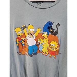 The Simpsons Men's Family On Couch Heather Blue XL Adult Graphic T-Shirt
